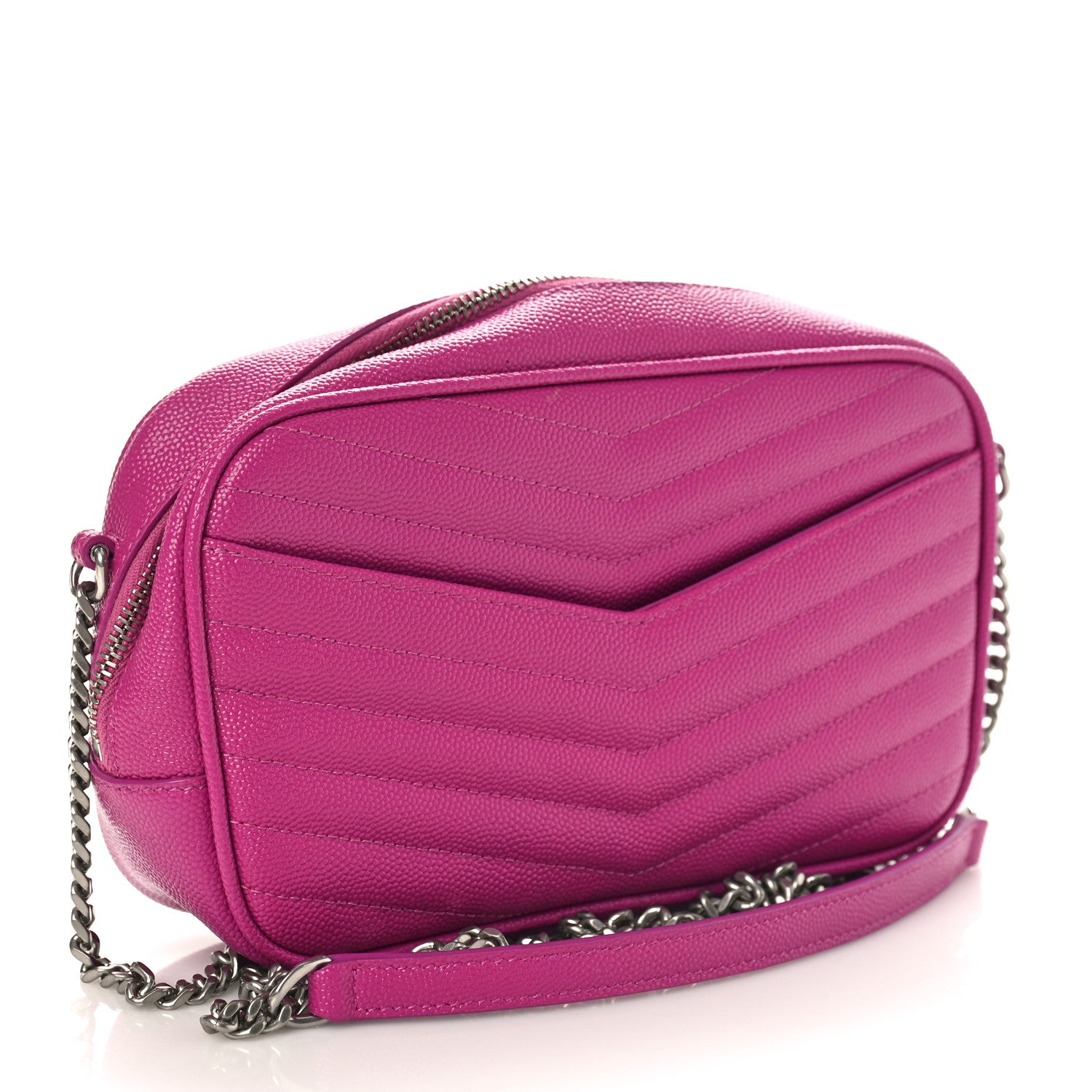 Saint Laurent Grain De Poudre Matelasse Monogram Mini Lou Camera Bag Fuxia Electrique 2 of 9