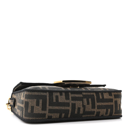 Fendi Fabric Jacquard FF 1974 Mini Baguette Tobacco Moro Black 4 of 10