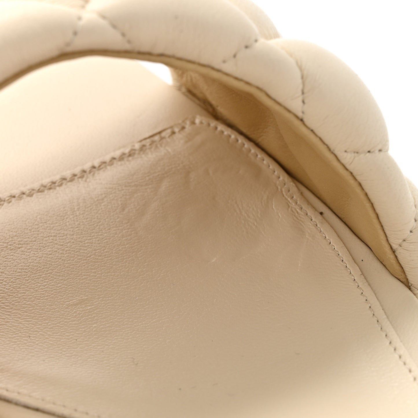 Nappa Matelasse Padded Flat Sandals 38 Sea Salt