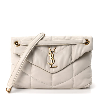 Saint Laurent Lambskin Quilted Small Loulou Puffer Monogram Chain Satchel Blanc Vintage 1 of 11