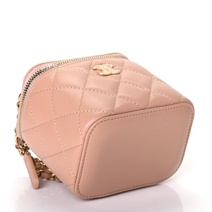 Chanel Lambskin Quilted Top Handle Mini Vanity Case With Chain Beige 3 of 4