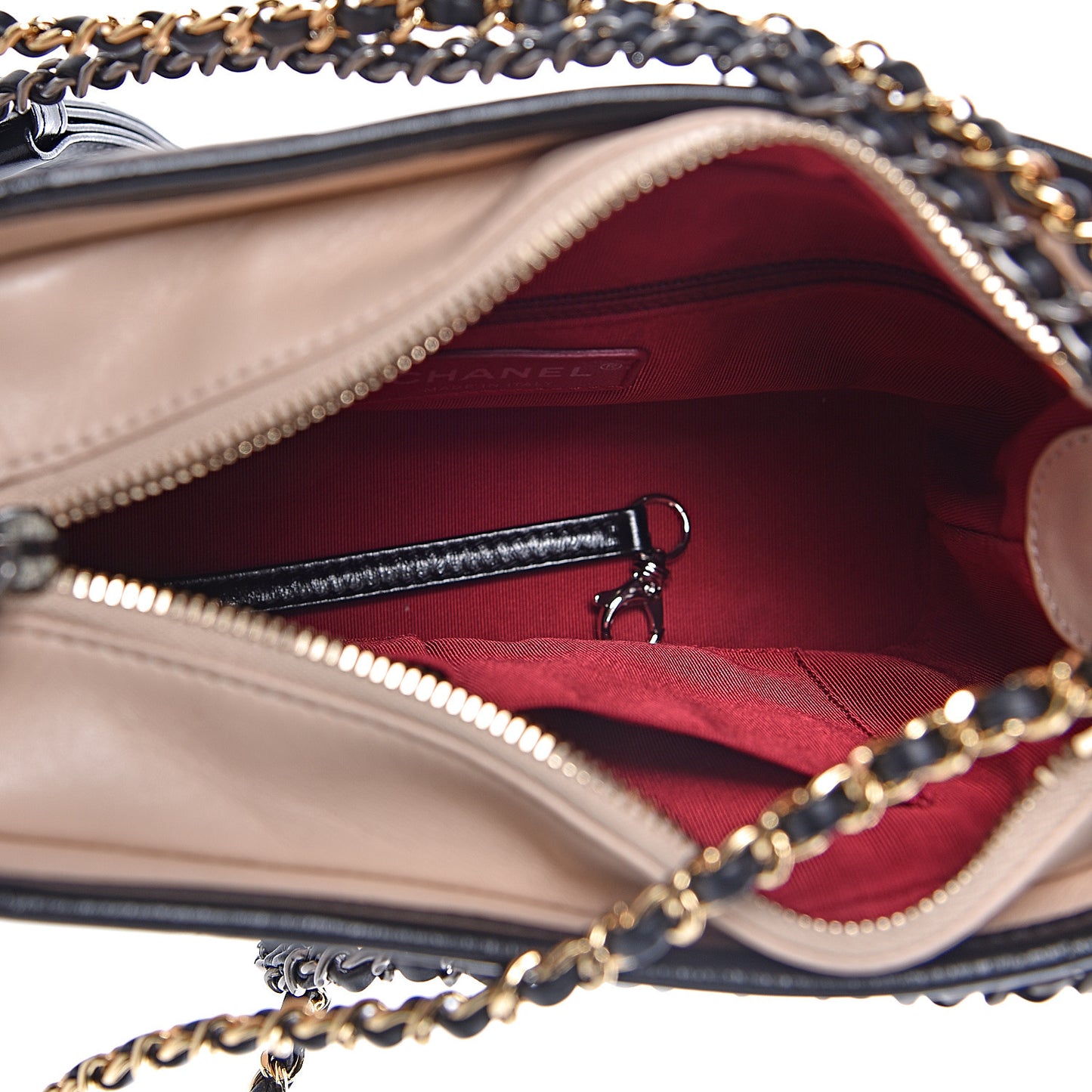 Aged Calfskin Quilted Small Gabrielle Hobo Beige Black