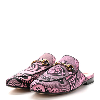 Gucci Silk Satin Saint Romain Womens Princetown Slippers 36 Pink Black 3 of 8