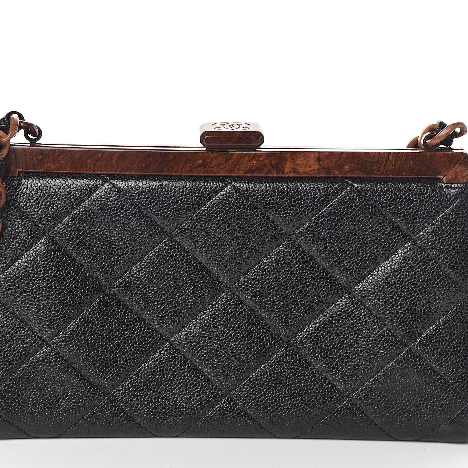 Chanel Caviar Quilted Wood Handle Clutch Black 7 of 9