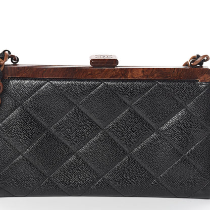 Chanel Caviar Quilted Wood Handle Clutch Black 7 of 9