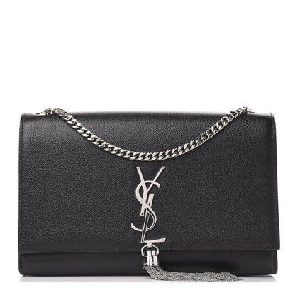 Saint Laurent Grain De Poudre Medium Classic Monogram Kate Tassel Satchel Black 1 of 10