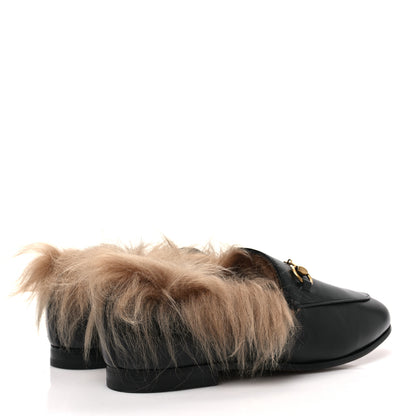 Gucci Malaga Kid Fur Womens Jordaan Loafers 37 Black Natural 4 of 8