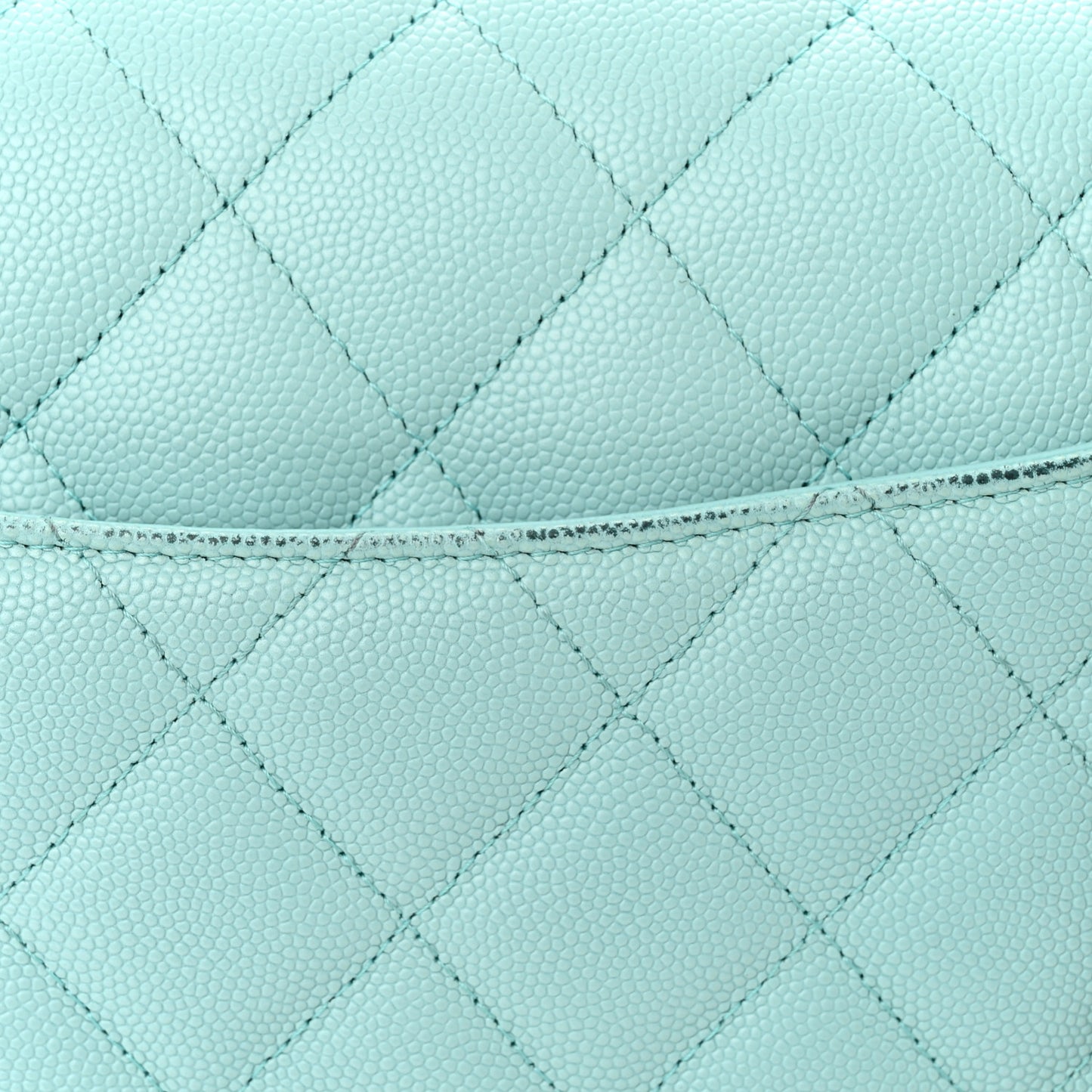 Caviar Quilted Jumbo Double Flap Light Blue