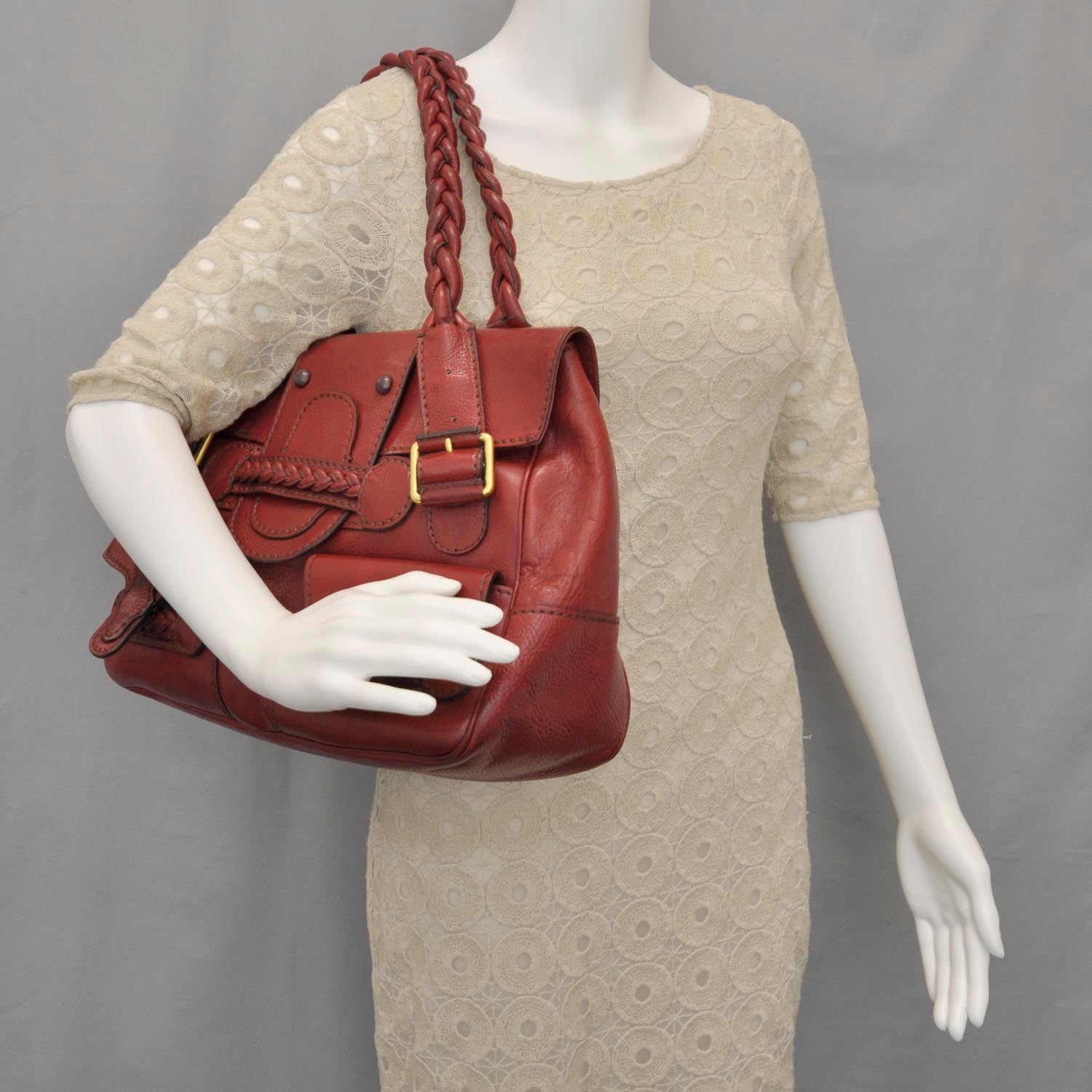 Valentino Garavani Leather Large Histoire Red 2 of 10