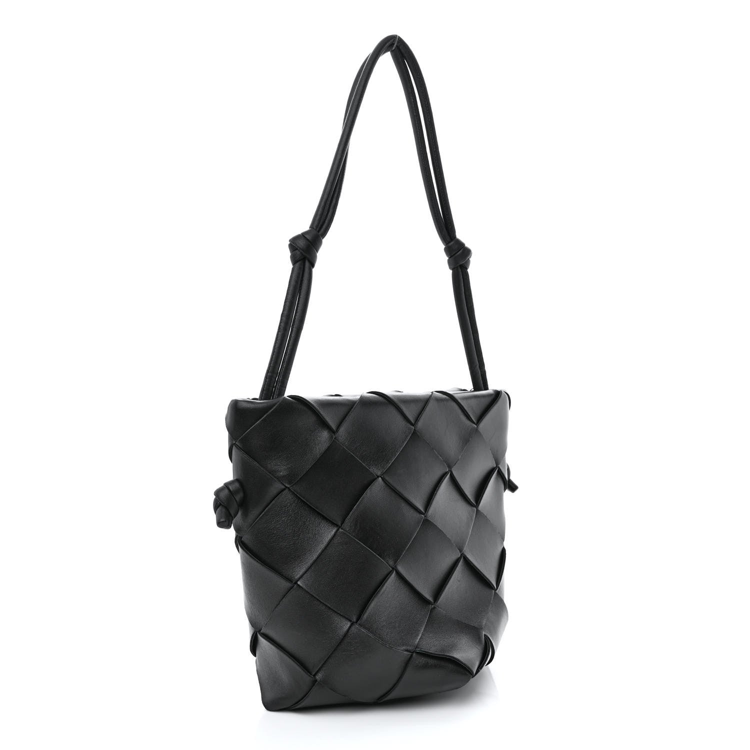 Bottega Veneta Nappa Maxi Intrecciato Clasp Bucket Bag Black 3 of 10