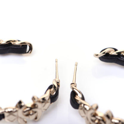Chanel Lambskin CC Turnlock Chain Hoop Earrings Gold Black 7 of 8