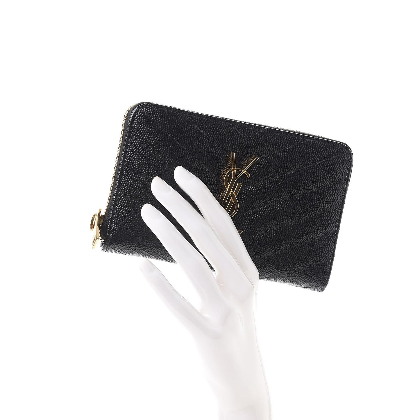 Grain De Poudre Matelasse Chevron Monogram Zip Around Wallet Black