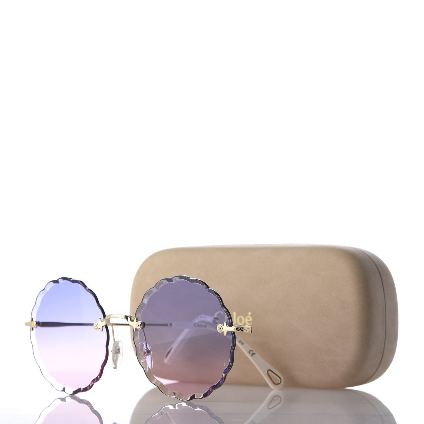 Rosie Bevelled Round Sunglasses CE142S Gold Gradient Pink