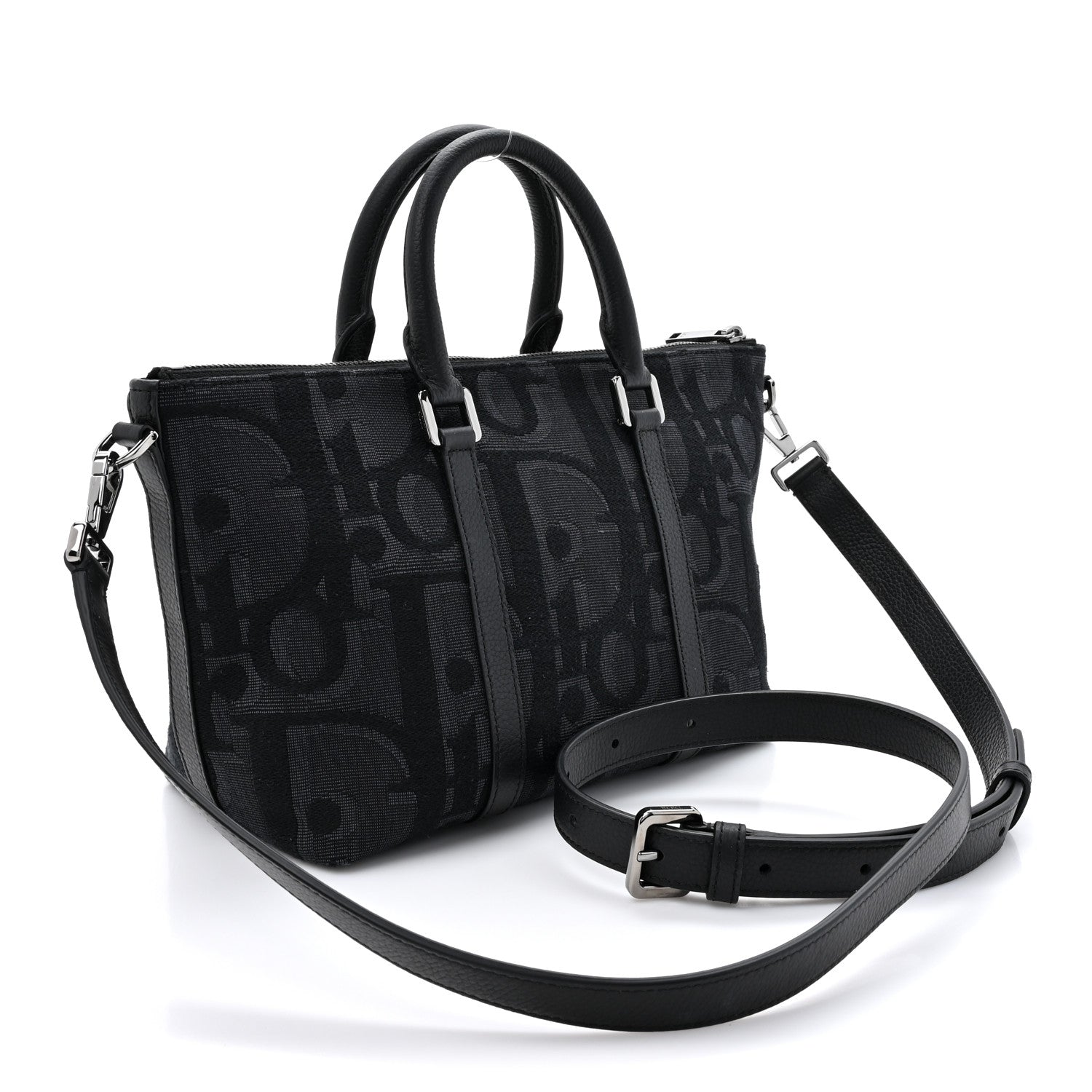 Christian Dior Maxi Oblique Jacquard Weekender 25 Black 4 of 12