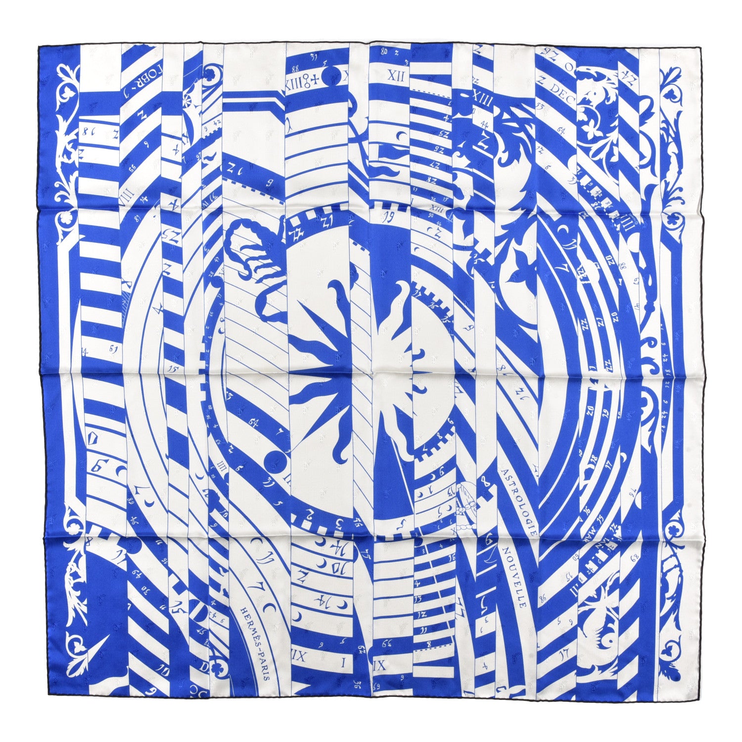 Hermes Silk Astrologie Nouvelle Scarf 90 Bleu Royal White 1 of 5