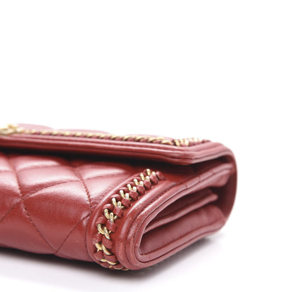 Chanel Calfskin Quilted Boy Chain Around Flap Wallet Red 10 of 13