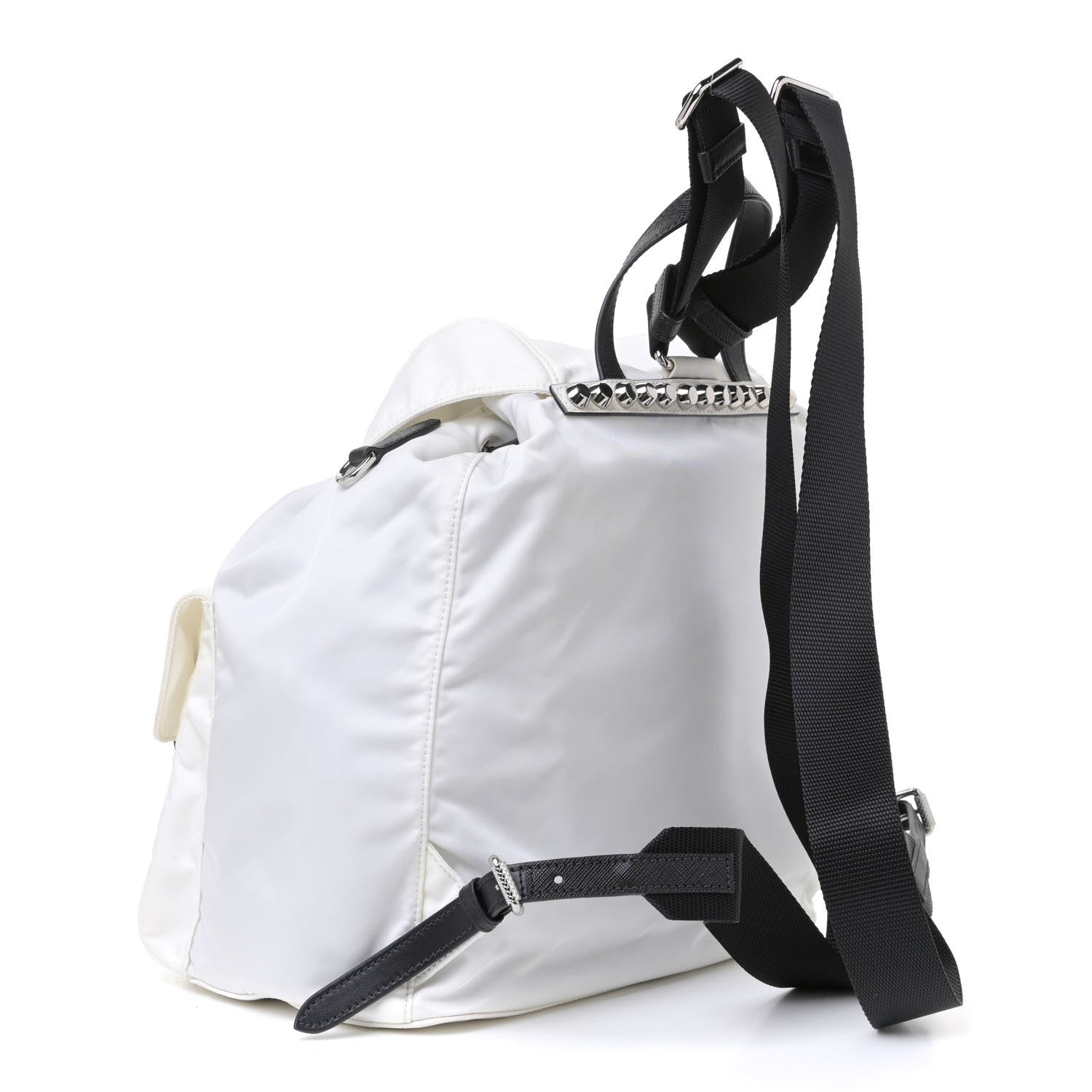 Prada Nylon New Vela Studded Backpack White Fuoco 2 of 4