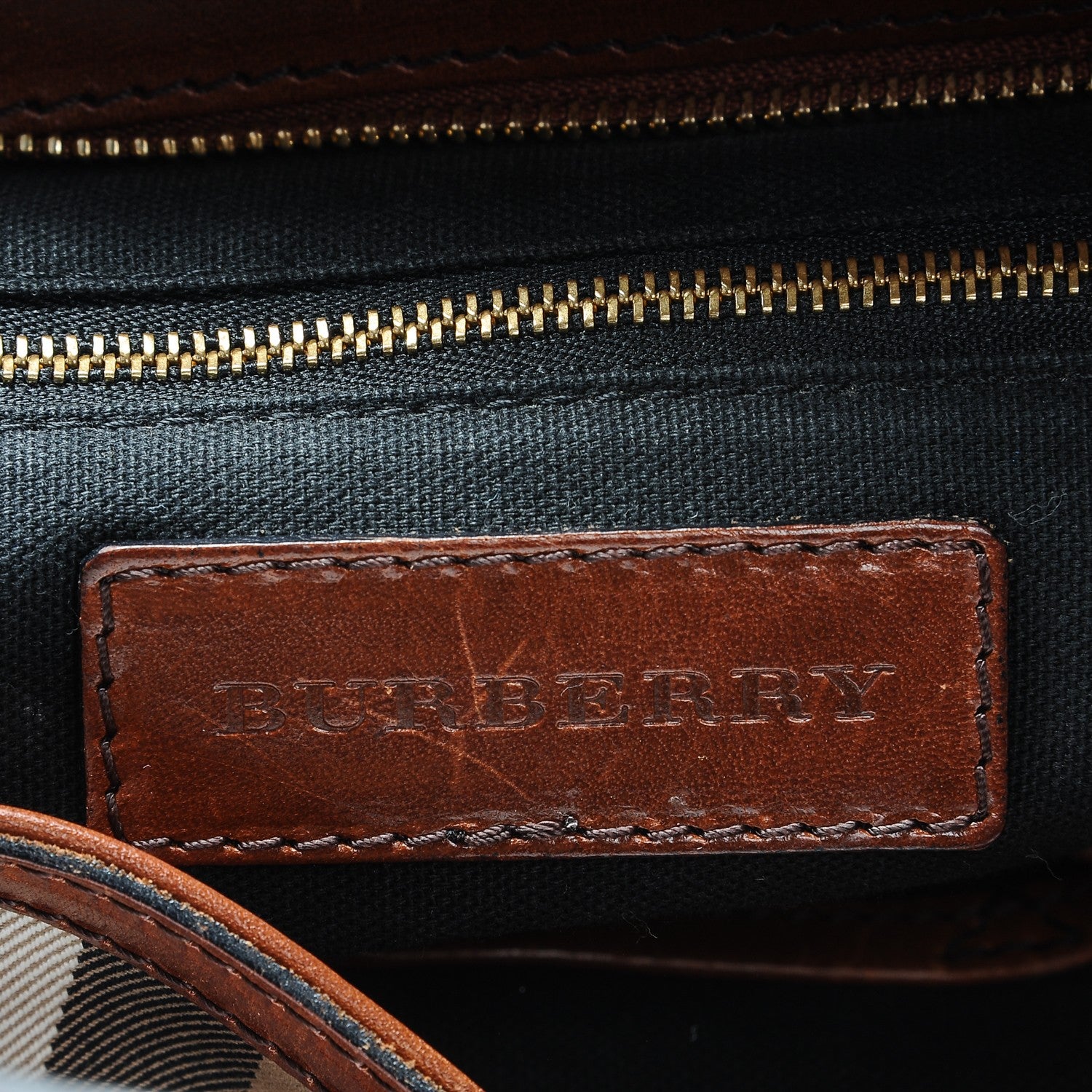 Burberry House Check Bridle Calfskin Medium Gosford Hobo Dark Tan 6 of 8