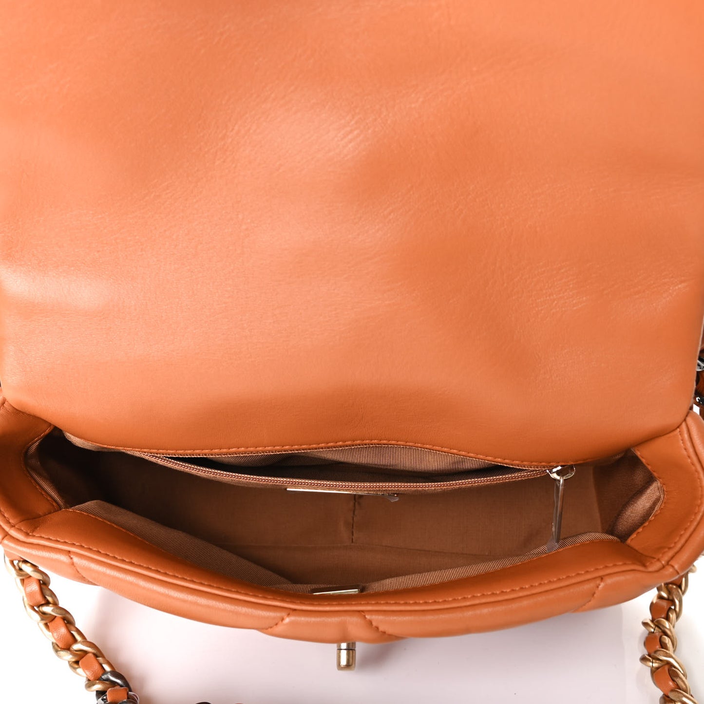 Lambskin Quilted Medium Chanel 19 Flap Light Brown