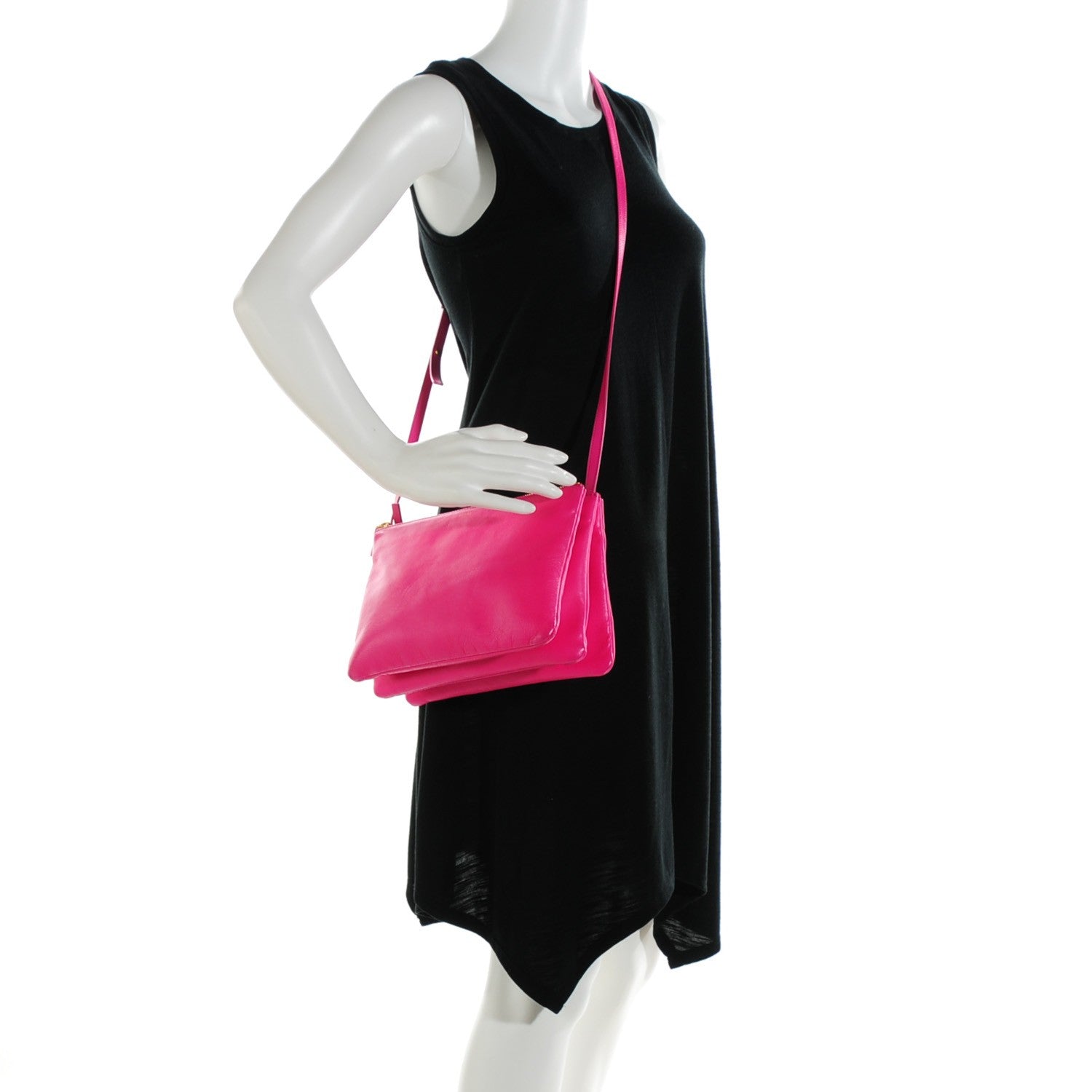 Celine Lambskin Large Trio Crossbody Bag Fuchsia 2 of 8