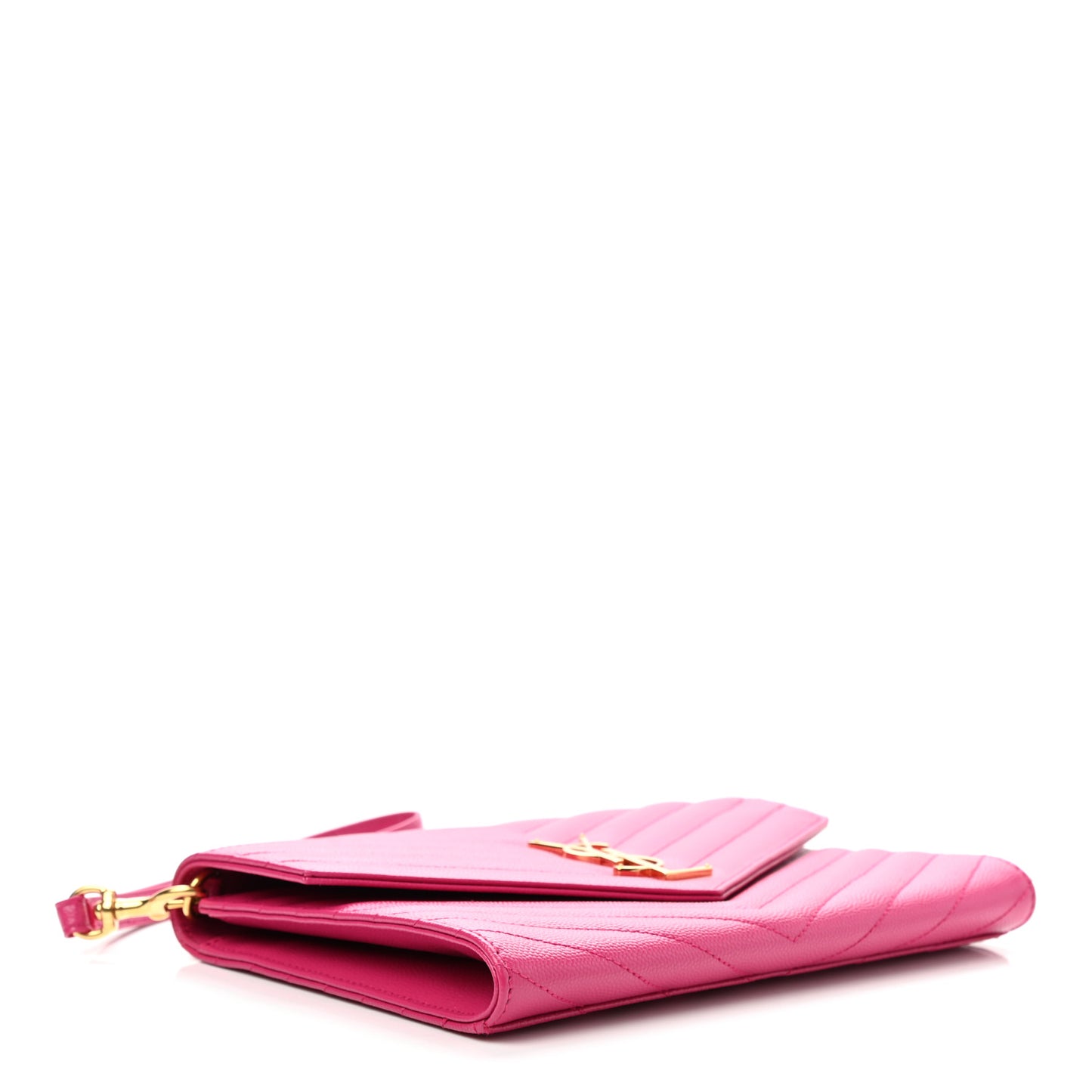 Grain De Poudre Matelasse Chevron Monogram Envelope Clutch Fuxia Couture