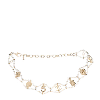 Chanel Pearl Crystal CC No 5 Perfume Bottle Choker Necklace Gold 3 of 6