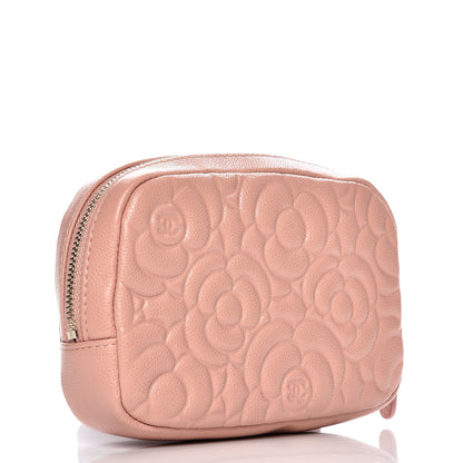 Chanel Caviar Camellia Embossed Small Cosmetic Case Nude 4 of 8