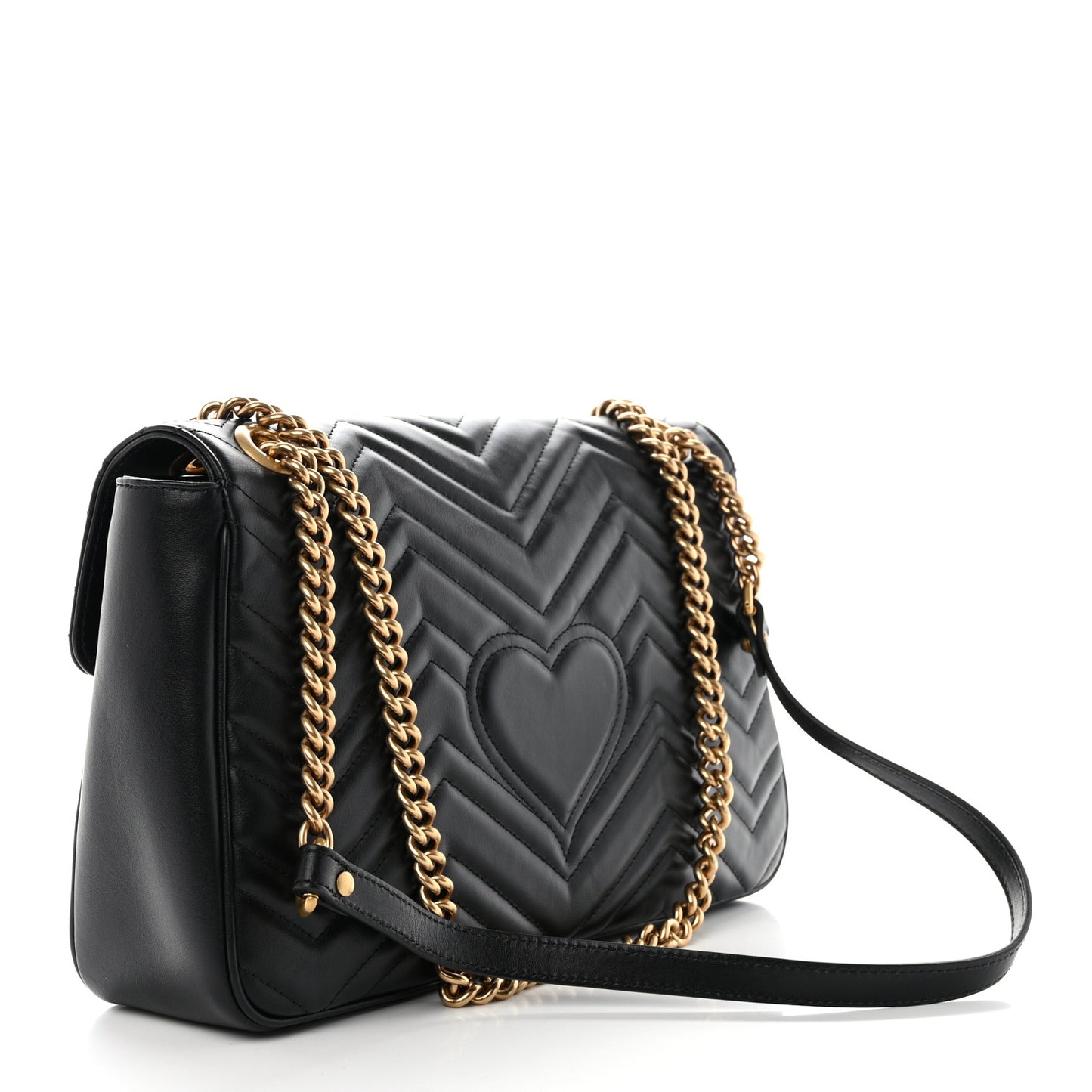 Calfskin Matelasse Medium GG Marmont Shoulder Bag Black