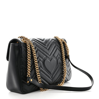 Gucci Calfskin Matelasse Medium GG Marmont Shoulder Bag Black 3 of 11