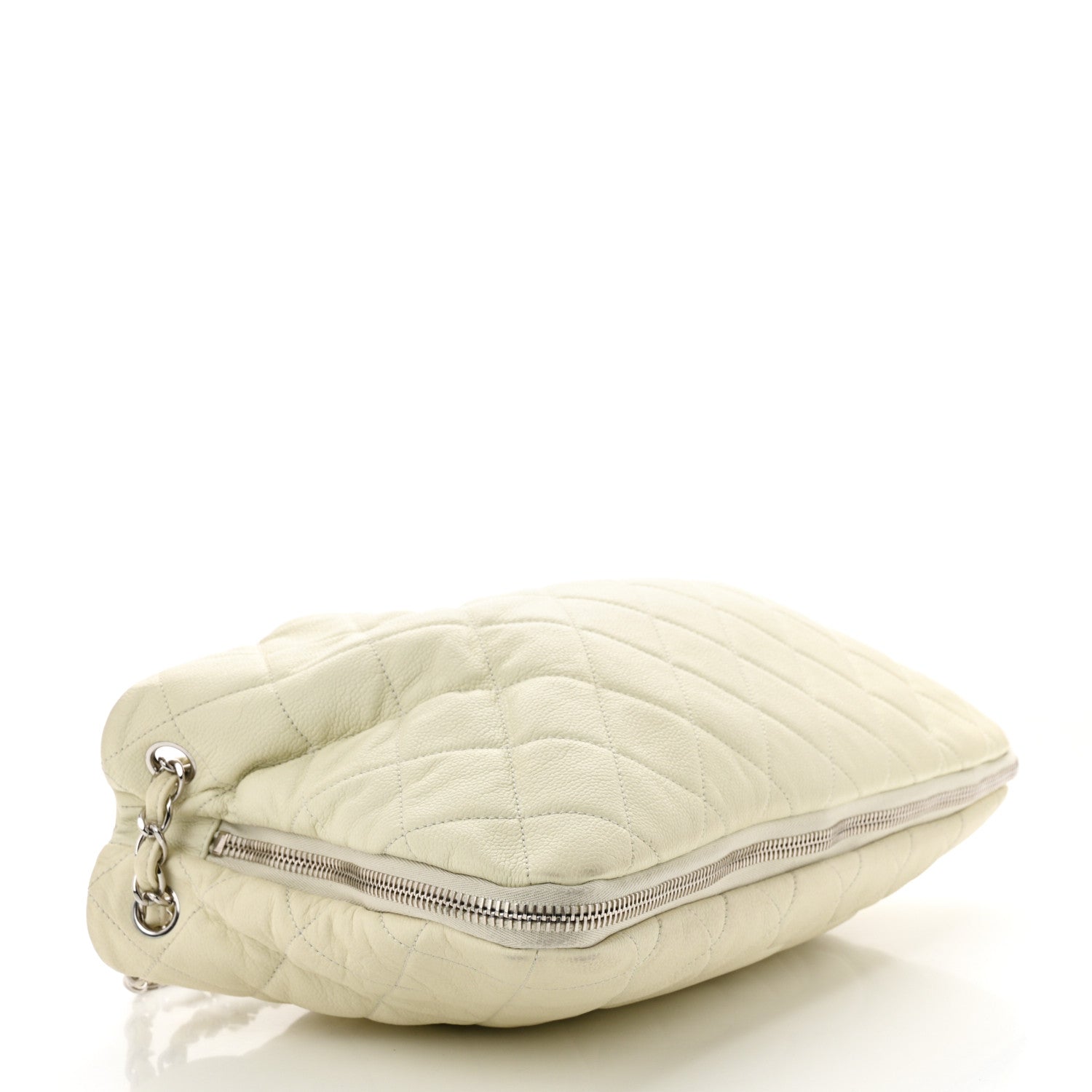 Chanel Caviar Quilted Expandable Zip Shoulder Bag White 5 of 12