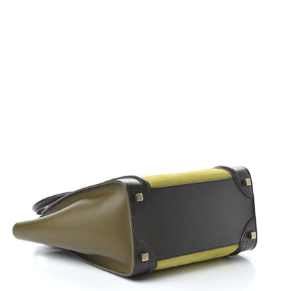 Celine Nubuck Smooth Calfskin Micro Tri-Color Luggage Chartreuse 4 of 9