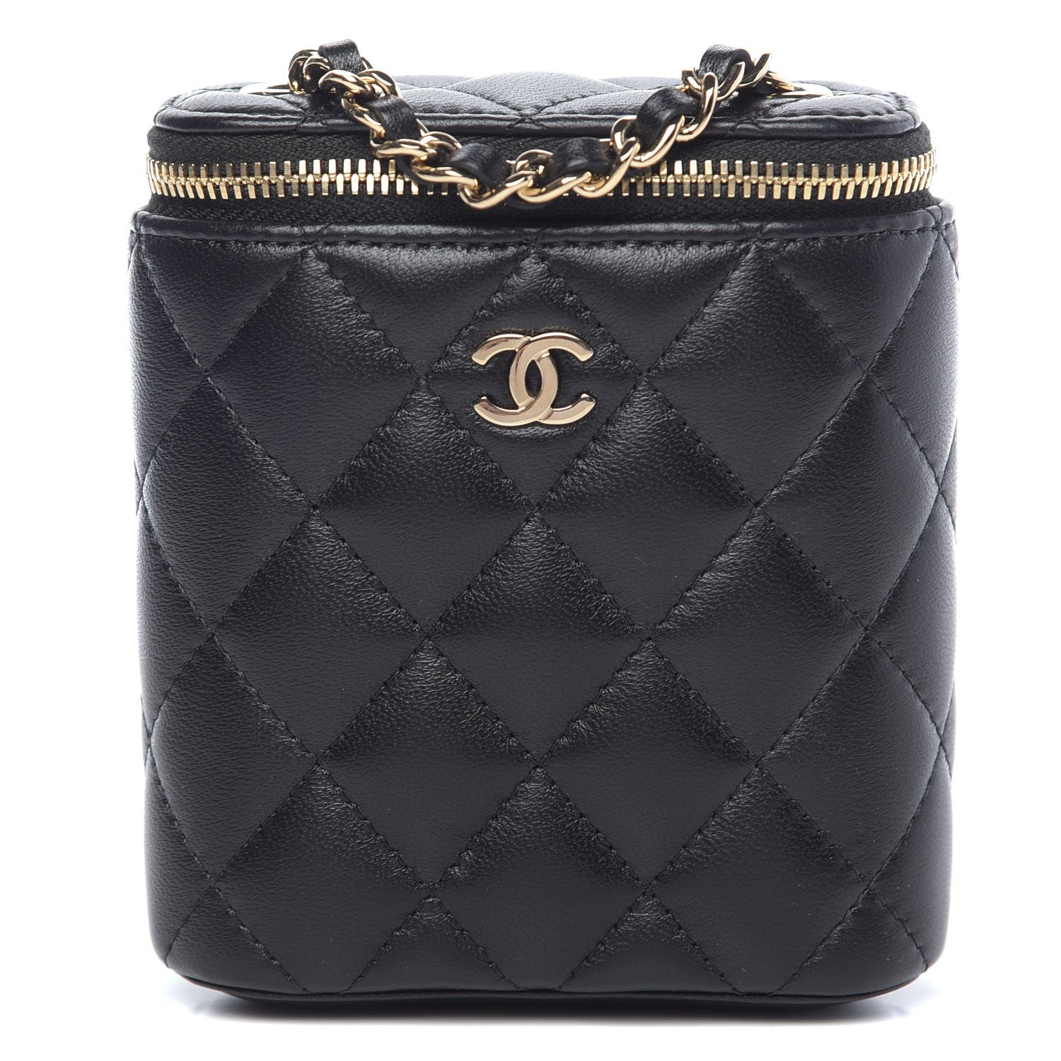Chanel Lambskin Quilted Small Vertical Coco Beauty Vanity Case With Chain Black 1 of 10