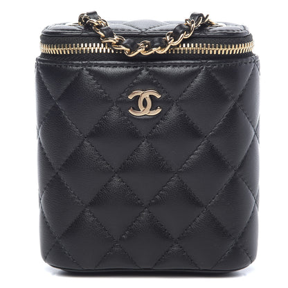 Chanel Lambskin Quilted Small Vertical Coco Beauty Vanity Case With Chain Black 1 of 10