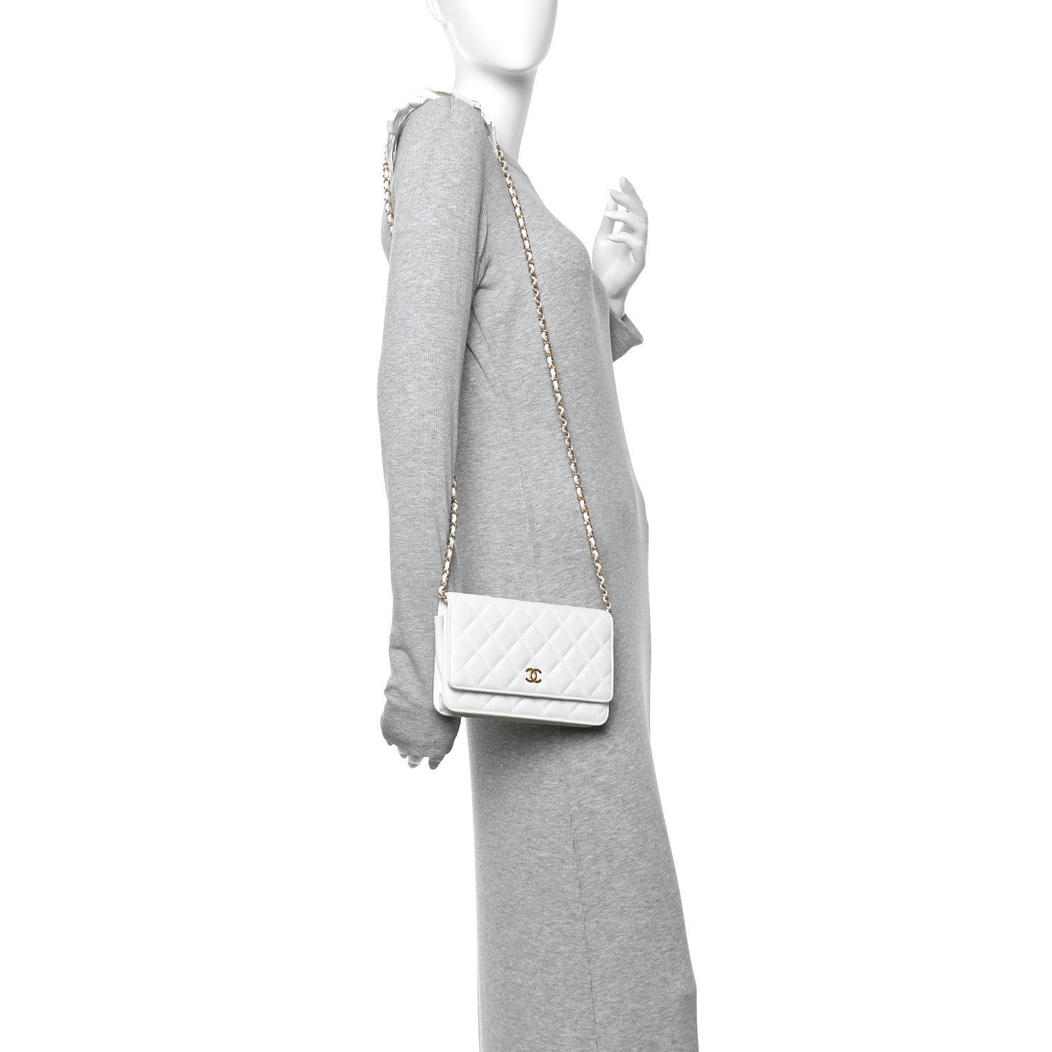 Chanel Lambskin Quilted Romance Wallet On Chain WOC White 2 of 12