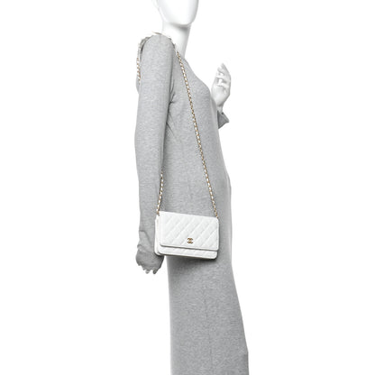 Chanel Lambskin Quilted Romance Wallet On Chain WOC White 2 of 12