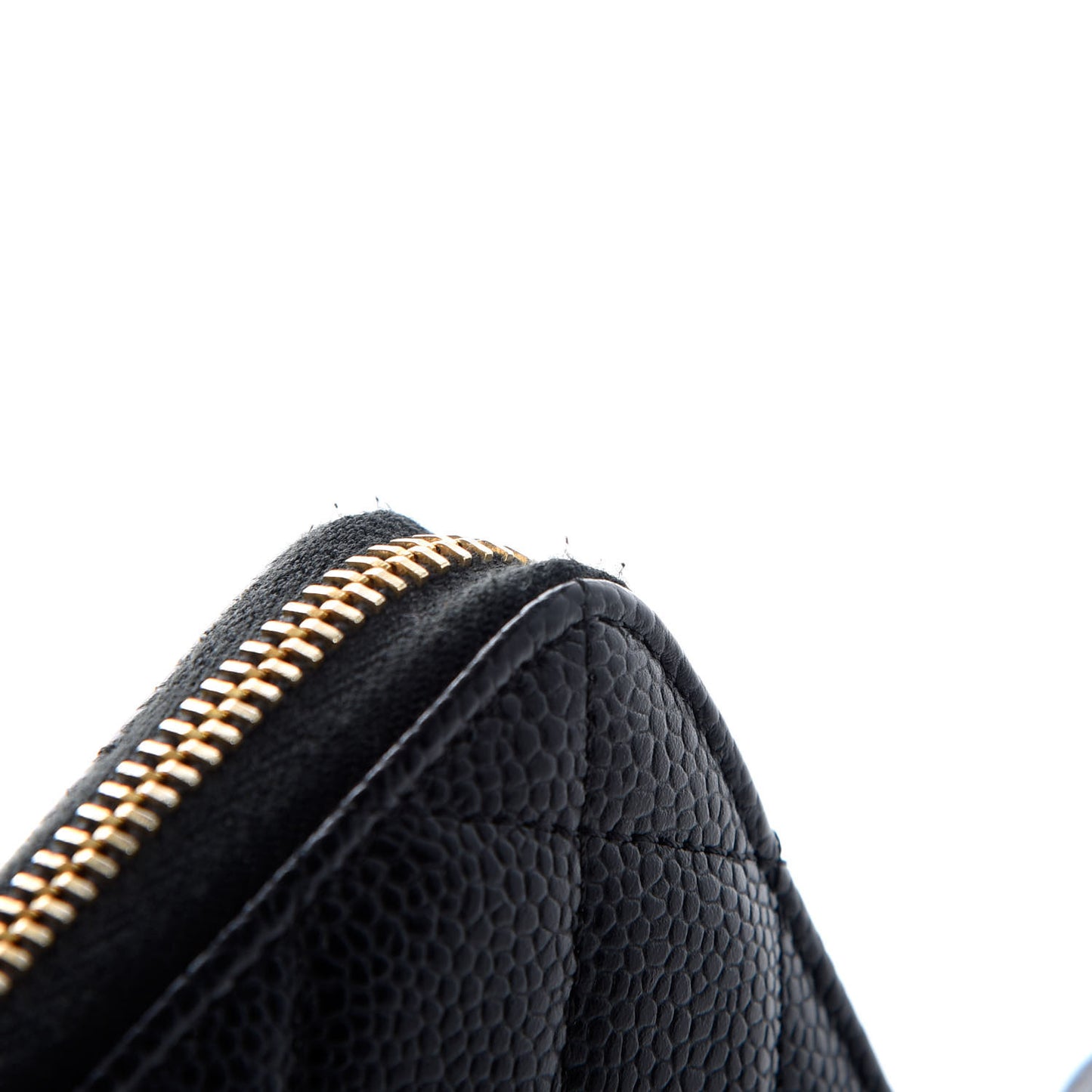 Caviar Quilted Large Gusset Zip Around Wallet Black