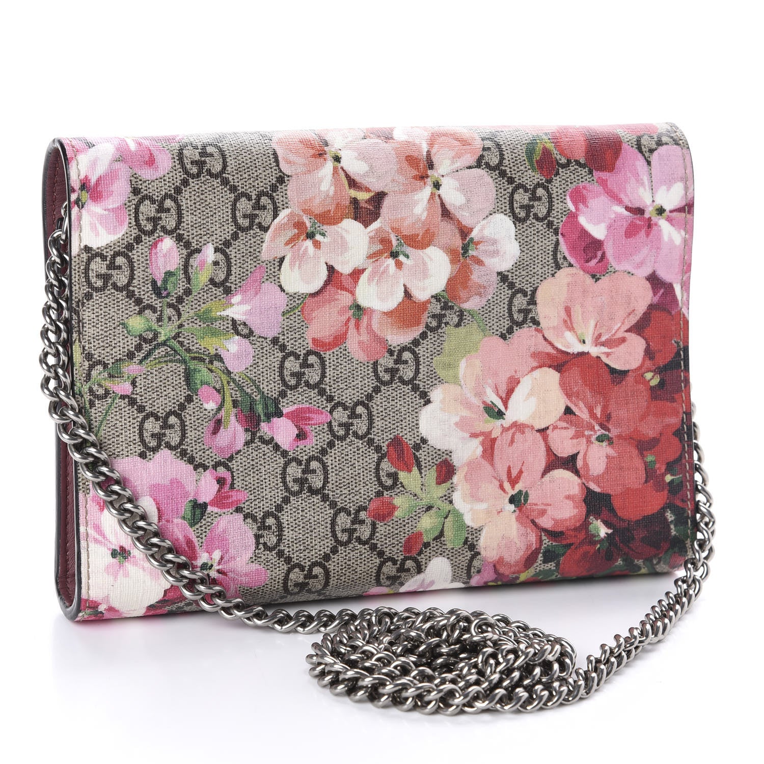 Gucci GG Supreme Monogram Blooms Mini Dionysus Chain Wallet Beige Multicolor Dry Rose 3 of 12