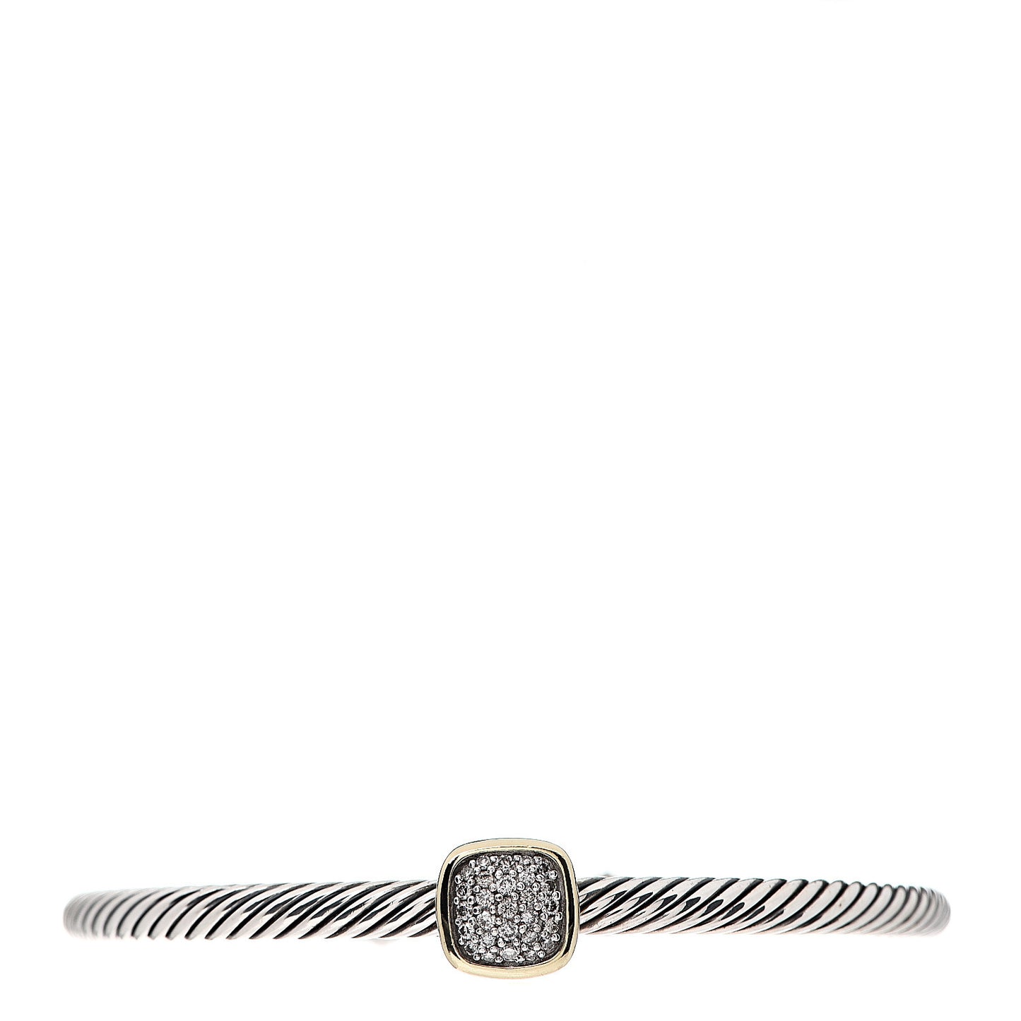 Sterling Silver 18K Yellow Gold Diamond 4mm Noblesse Cable Bracelet