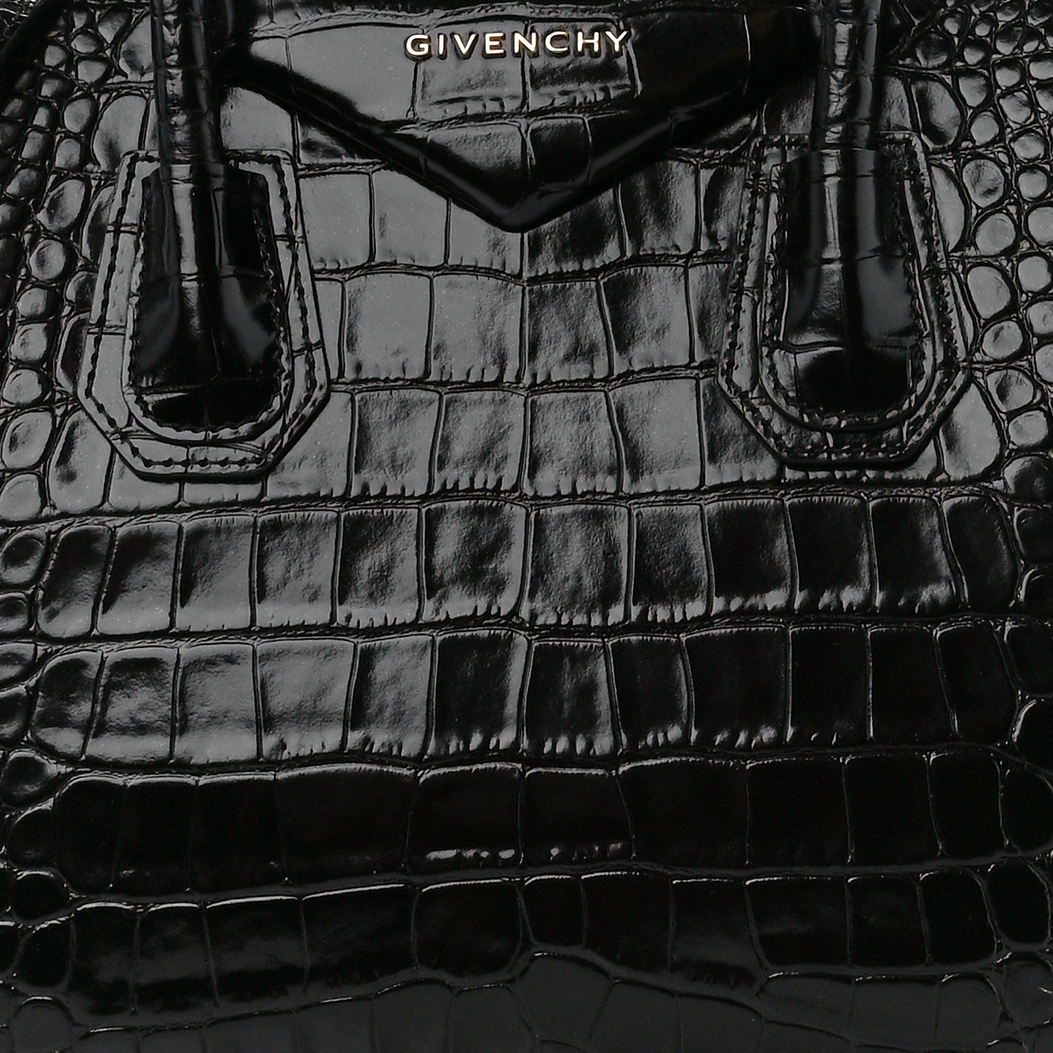 Givenchy Calfskin Crocodile Embossed Small Antigona Black 8 of 10