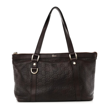 Gucci Guccissima Medium Abbey Tote Dark Brown 1 of 12