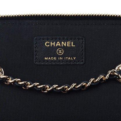 Chanel Raffia Jute Striped Small Vanity Case With Chain Black Beige 6 of 11