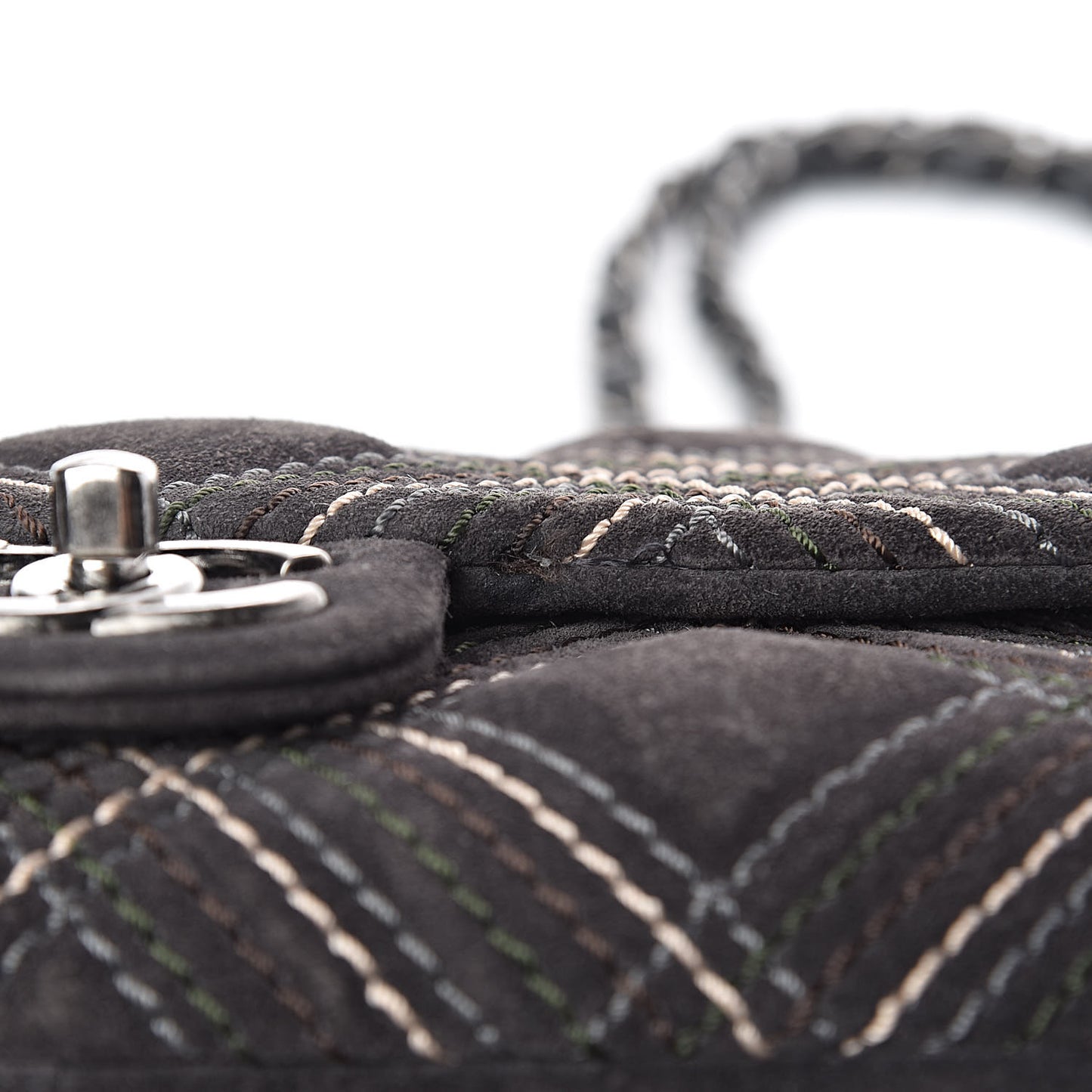 Suede Stitched Jumbo Saltire Single Flap Grey