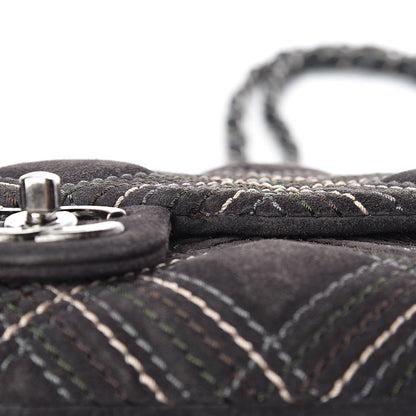 Chanel Suede Stitched Jumbo Saltire Single Flap Grey 10 of 12