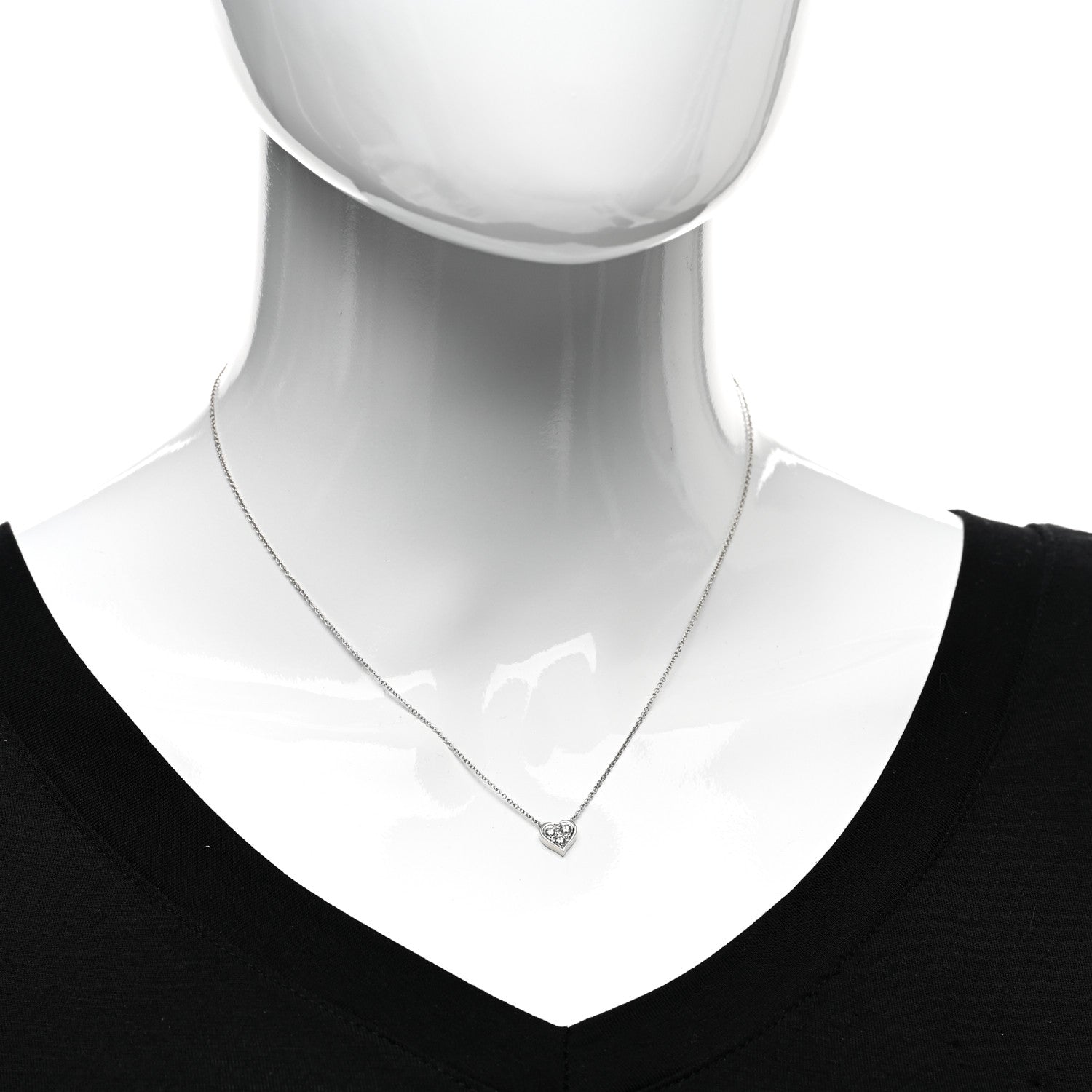 Tiffany Platinum Diamond Heart Pendant Necklace 2 of 4