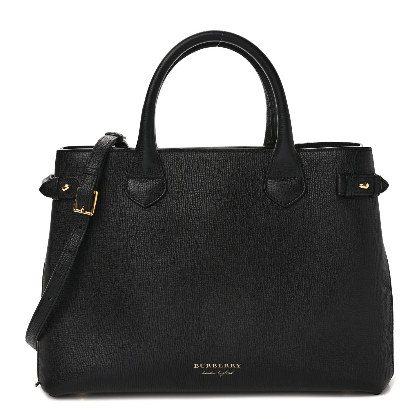 Derby Calfskin House Check Medium Banner Tote Black