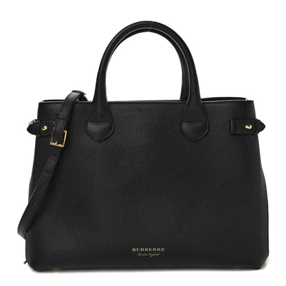 Burberry Derby Calfskin House Check Medium Banner Tote Black 1 of 9