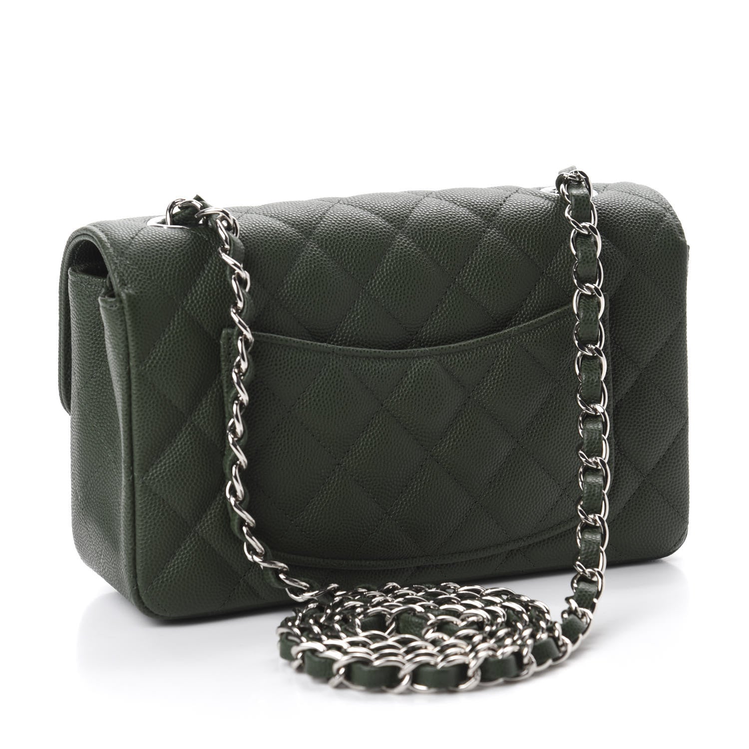 Chanel Caviar Quilted Mini Rectangular Flap Dark Green 3 of 11