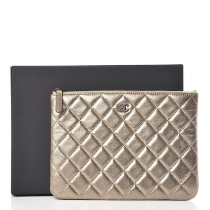 Chanel Metallic Lambskin Quilted Medium Cosmetic Case Gold 8 of 8