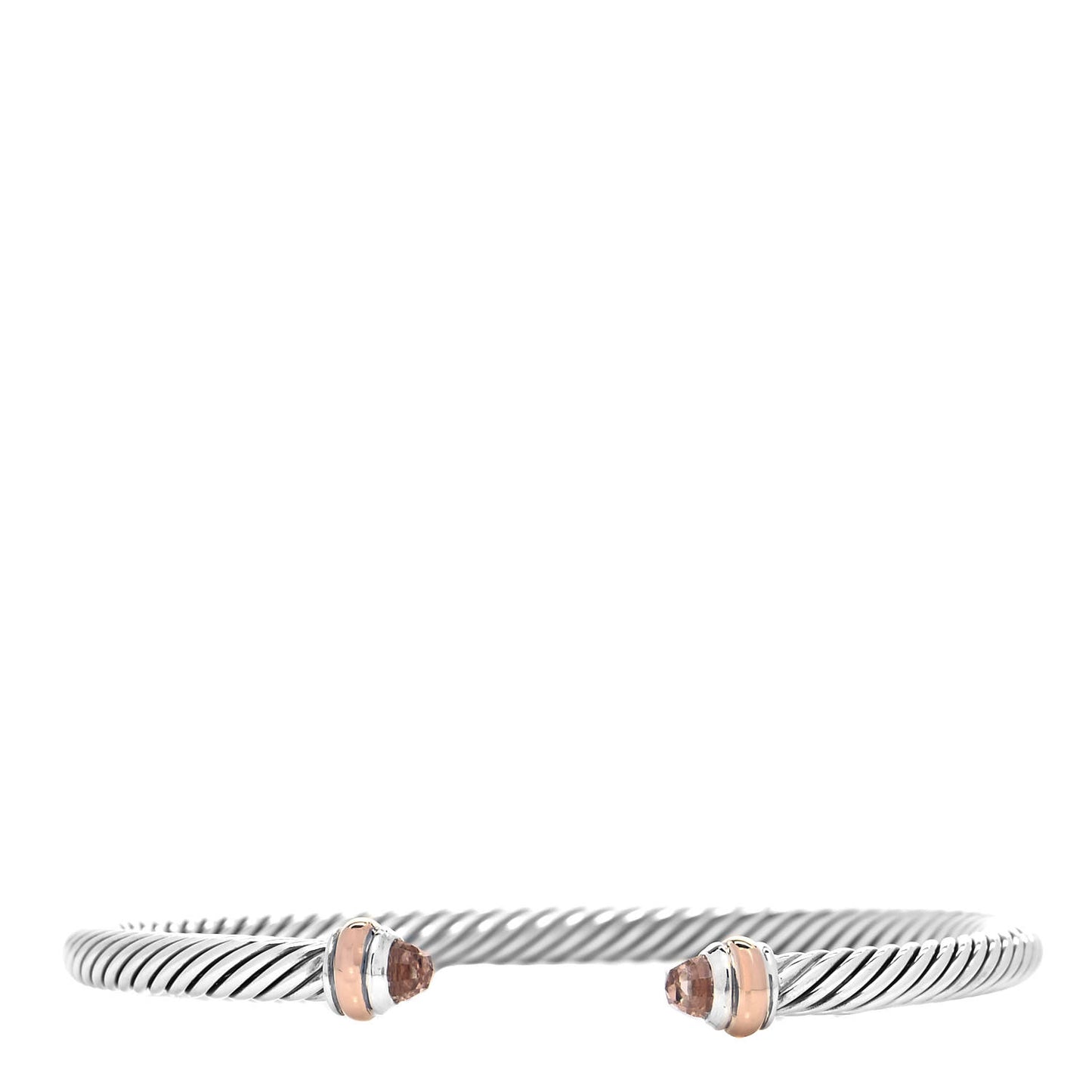 Sterling Silver 18K Rose Gold Morganite 4mm Cable Classics Bracelet