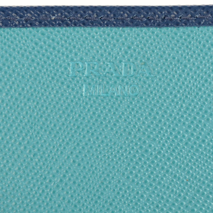 Prada Saffiano Bi-Color Trend Continental Wallet Bleuette Turchese 7 of 9